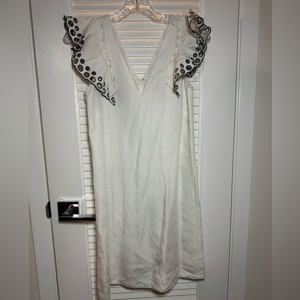 . J.crew Linen blend eyelet summer dress sz 00